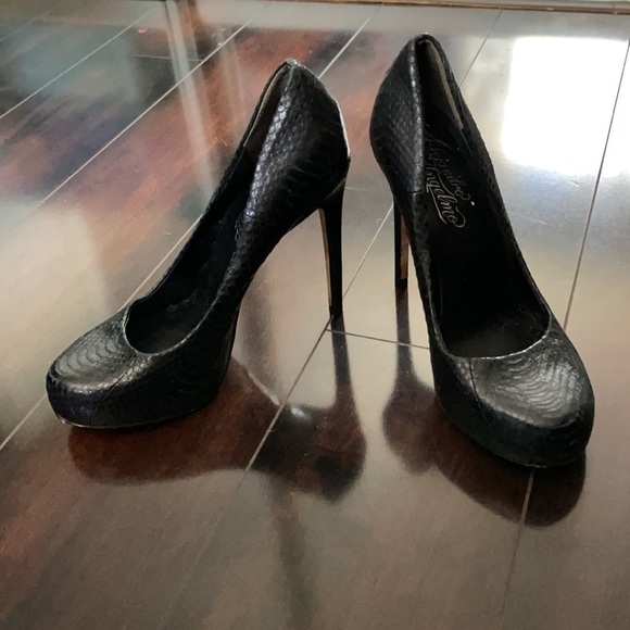 Alejandro Ingelmo Black Python Platform Heels Stiletto Pumps Snakeskin Y2K 90s - Picture 4 of 7